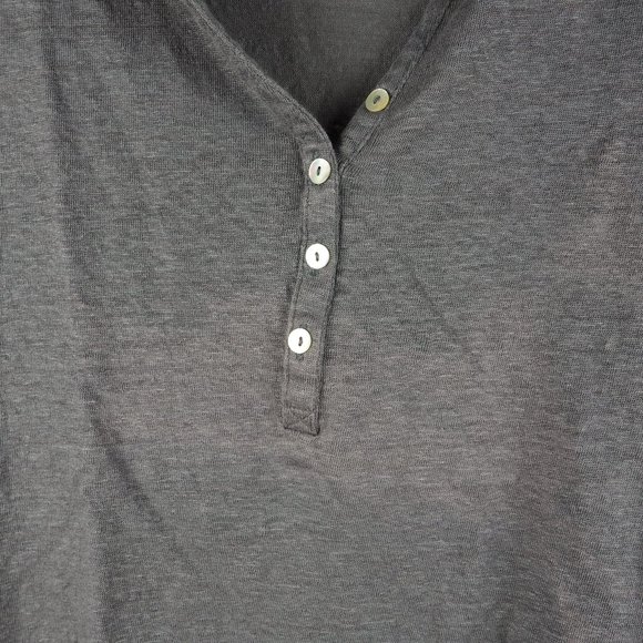 C&C California Women's Shirt Top Henley Linen Basic Solid Gray Large - Picture 5 of 9